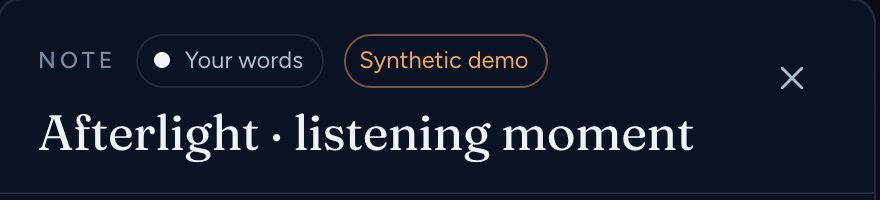 The inspector's origin labels for one note: Your words, and Synthetic demo.